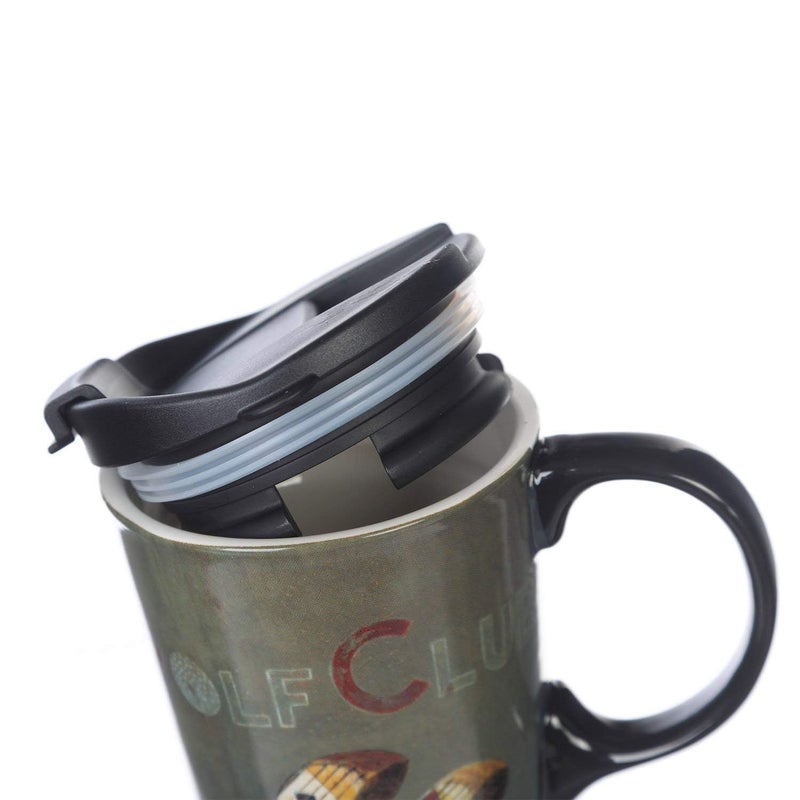 Topadorn Coffee Ceramic Mug Porcelain Latte Tea Cup with Lid 17oz,Golf - Image 4